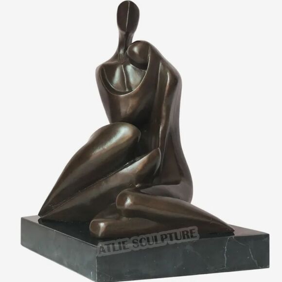 BRAND NEW WOME &MEN STATUE BRONZE ABSTRACT COUPLE LOVERS SCULPTURE ROMANCE ART - Picture 10 of 16